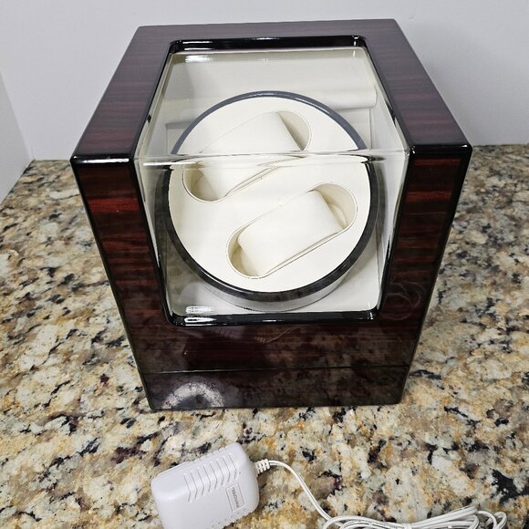 Ga Rcan Watch Winder Box Ebony Pattern Mechanical Automatic Winding Device - Picture 1 of 12